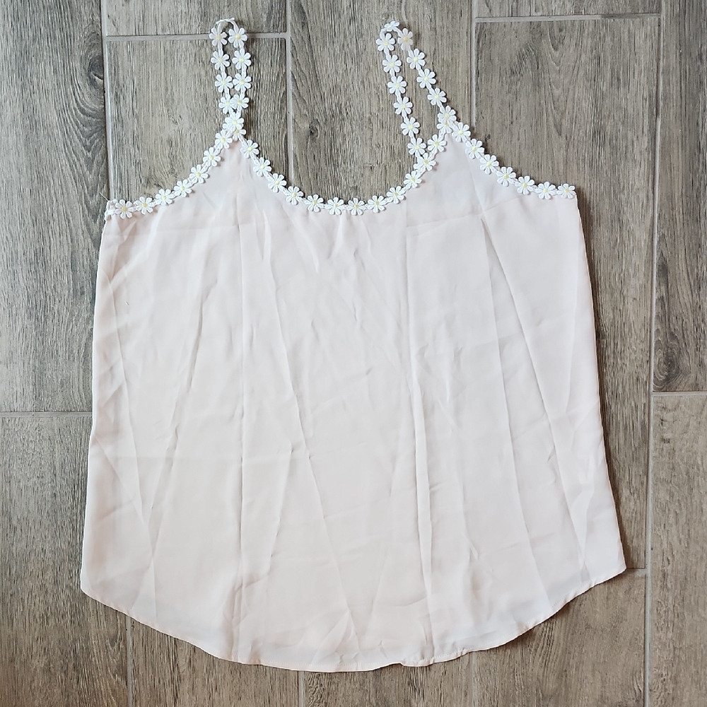 Floral Trim Cream Women's Top